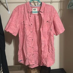 Vans Pink Heather Short Sleeve Collared Shirt (L)